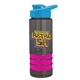 a smoke bottle & cyan lid & hot pink grip sergeant stripe - 24 oz tritan(tm) bottle with drink thru lid, stripe bands, and digital imprint