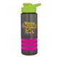 a smoke bottle & lime-green lid & hot pink grip sergeant stripe - 24 oz tritan(tm) bottle with drink thru lid, stripe bands, and digital imprint