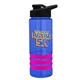 a blue bottle & black lid & hot pink grip sergeant stripe - 24 oz tritan(tm) bottle with drink thru lid, stripe bands, and digital imprint
