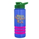a blue bottle & green lid & hot pink grip sergeant stripe - 24 oz tritan(tm) bottle with drink thru lid, stripe bands, and digital imprint