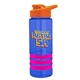 a blue bottle & orange lid & hot pink grip sergeant stripe - 24 oz tritan(tm) bottle with drink thru lid, stripe bands, and digital imprint