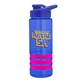 a blue bottle & blue lid & hot pink grip sergeant stripe - 24 oz tritan(tm) bottle with drink thru lid, stripe bands, and digital imprint