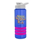 a blue bottle & white lid & hot pink grip sergeant stripe - 24 oz tritan(tm) bottle with drink thru lid, stripe bands, and digital imprint