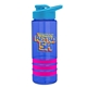 a blue bottle & cyan lid & hot pink grip sergeant stripe - 24 oz tritan(tm) bottle with drink thru lid, stripe bands, and digital imprint