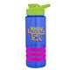 a blue bottle & lime-green lid & hot pink grip sergeant stripe - 24 oz tritan(tm) bottle with drink thru lid, stripe bands, and digital imprint