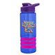 a blue bottle & violet lid & hot pink grip sergeant stripe - 24 oz tritan(tm) bottle with drink thru lid, stripe bands, and digital imprint