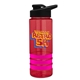 a red bottle & black lid & hot pink grip sergeant stripe - 24 oz tritan(tm) bottle with drink thru lid, stripe bands, and digital imprint