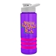 a violet bottle & white lid & hot pink grip sergeant stripe - 24 oz tritan(tm) bottle with drink thru lid, stripe bands, and digital imprint