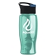 a black with blue flip tab lid & teal bottle poly - pure - 27 oz transparent bottle with pop - up lid