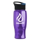 a black with blue flip tab lid & violet bottle poly - pure - 27 oz transparent bottle with pop - up lid