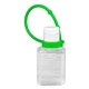 aerial view a lime green breeze sc 0.5 oz compact hand sanitizer antibacterial gel in flip - top squeeze bottle with adjustabel silicone carry strap - spot color direct print, image 1 of 2