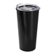 aerial view a clear lid & metallic black tumbler the explorer - 18 oz plastic travel tumbler with clear slide lid - metallic color finished, image 1 of 2