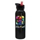 a black-with-red-spout lid & metallic-black bottle terrain - 24 oz metalike bottle with flip straw lid and digital imprint