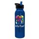aerial view a black-with-blue-spout lid & metallic-blue bottle terrain - 24 oz metalike bottle with flip straw lid and digital imprint, image 1 of 2