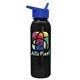 a blue lid & metallic-black bottle terrain - 24 oz metalike bottle with flip straw lid and digital imprint