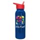 a red lid & metallic-blue bottle terrain - 24 oz metalike bottle with flip straw lid and digital imprint