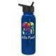aerial view a black lid & metallic-blue bottle terrain - 24 oz metalike bottle with flip straw lid and digital imprint, image 1 of 2