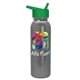aerial view a green lid & silver bottle terrain - 24 oz metalike bottle with flip straw lid and digital imprint, image 1 of 2