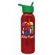 a green lid & metallic-red bottle terrain - 24 oz metalike bottle with flip straw lid and digital imprint