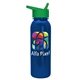 a green lid & metallic-blue bottle terrain - 24 oz metalike bottle with flip straw lid and digital imprint