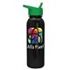 a green lid & metallic-black bottle terrain - 24 oz metalike bottle with flip straw lid and digital imprint
