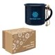 a blue w/twine cord mini campfire mug ornament