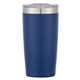 a navy blue with silver accent and clear translucent lid 20 oz full color two - tone himalayan tumbler with custom window box