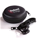 aerial view a black zipper ear buds kit, image 1 of 3