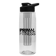 aerial view a clear bottle & black lid & frost infuser the flair - 26 oz transparent tritan(tm) bottle with drink thru lid and large infuser, image 2 of 2