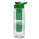 aerial view a clear bottle & green lid & green infuser the flair - 26 oz transparent tritan(tm) bottle with drink thru lid and large infuser, image 2 of 2