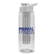 aerial view a clear bottle & white lid & frost infuser the flair - 26 oz transparent tritan(tm) bottle with drink thru lid and large infuser, image 2 of 2