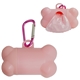 aerial view a pink dog bone shaped waste bag dispenser w / metal carabiner, image 1 of 2