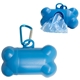 aerial view a teal dog bone shaped waste bag dispenser w / metal carabiner, image 1 of 2