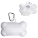 aerial view a white dog bone shaped waste bag dispenser w / metal carabiner, image 1 of 2
