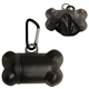 aerial view a translucent black dog bone shaped waste bag dispenser w / metal carabiner, image 1 of 2