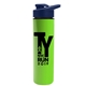a navy blue lid & lime green bottle slim double - wall insulated bottle with drink - thru lid - 16 oz