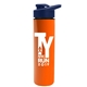 a navy blue lid & orange bottle slim double - wall insulated bottle with drink - thru lid - 16 oz