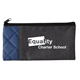 aerial view a dark blue modern quilted school pencil pouch, image 1 of 2