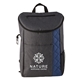 aerial view a dark blue mod cooler backpack, image 1 of 8