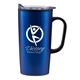 aerial view a matte metallic blue 20 oz yukon mug, image 1 of 4