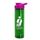 a pink lid & transparent-green bottle 24 oz slim fit halcyon water bottles with drink - thru lid