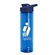 a navy blue lid & transparent-blue bottle 24 oz slim fit halcyon water bottles with drink - thru lid