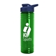 a navy blue lid & transparent-green bottle 24 oz slim fit halcyon water bottles with drink - thru lid