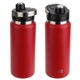 aerial view a red nayad(r) traveler 26 oz stainless double - wall bottle with twist - top spout, image 1 of 2