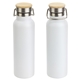 aerial view a white barona 20 oz vacuum insulated stainless steel bottle, image 1 of 2