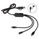 aerial view a black traverse 3- in -1 charging cable, image 1 of 3