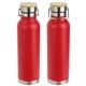aerial view a red cusano 22 oz vacuum insulated stainless steel bottle with bamboo cap, image 1 of 2