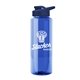 a blue bottle & navy blue lid the guzzler - 32 oz transparent bottle with drink thru lid