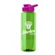 a green bottle & pink lid the guzzler - 32 oz transparent bottle with drink thru lid