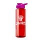 a red bottle & pink lid the guzzler - 32 oz transparent bottle with drink thru lid